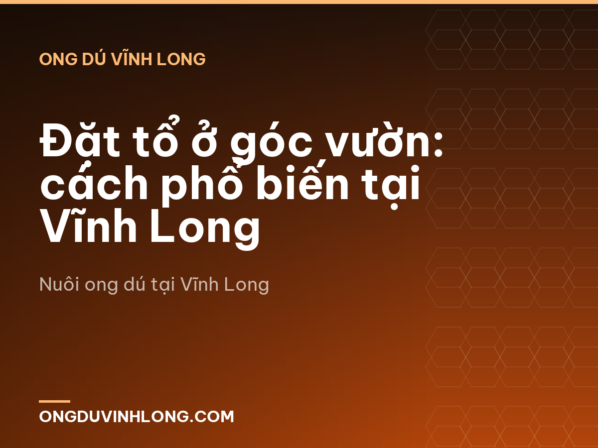 Đặt tổ ở góc vườn: cách phổ biến tại Vĩnh Long