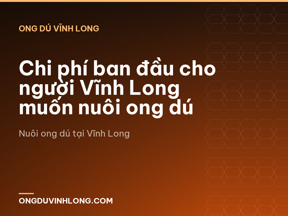 Chi phí ban đầu cho người Vĩnh Long muốn nuôi ong dú