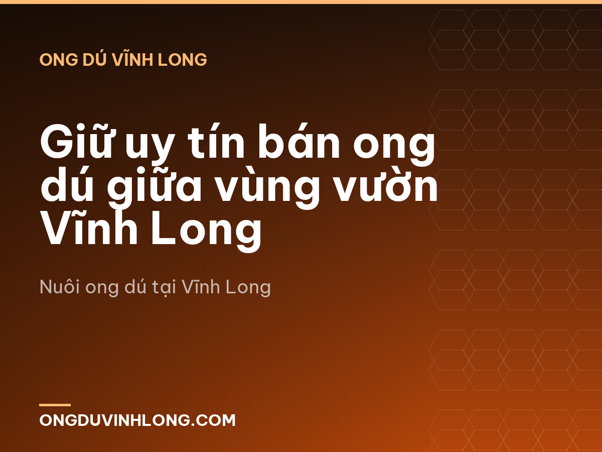 Giữ uy tín bán ong dú giữa vùng vườn Vĩnh Long