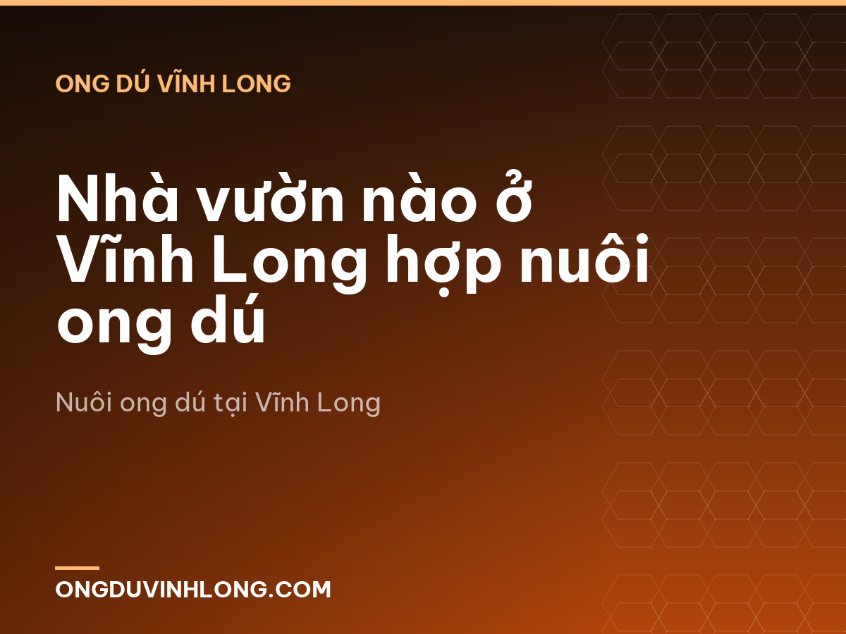 Nhà vườn nào ở Vĩnh Long hợp nuôi ong dú