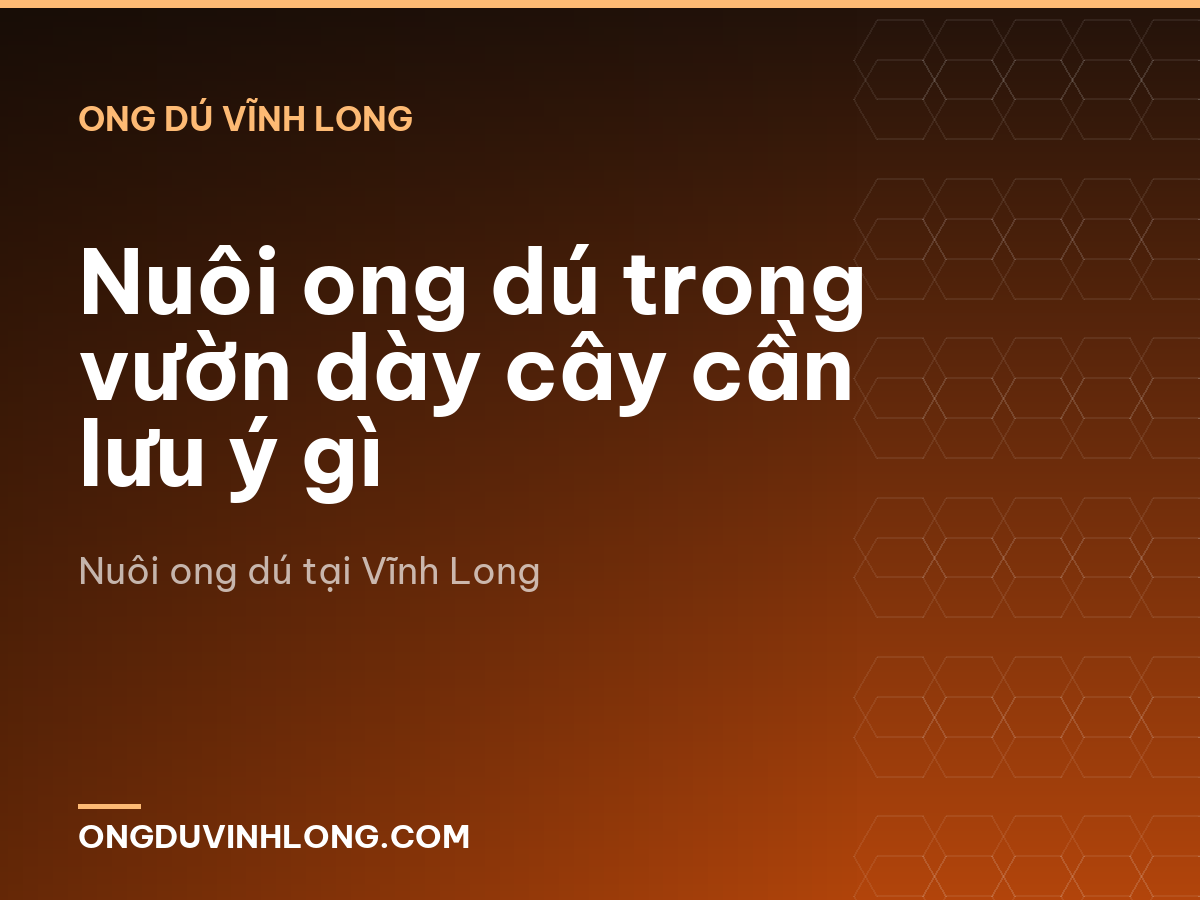 Nuôi ong dú trong vườn dày cây cần lưu ý gì