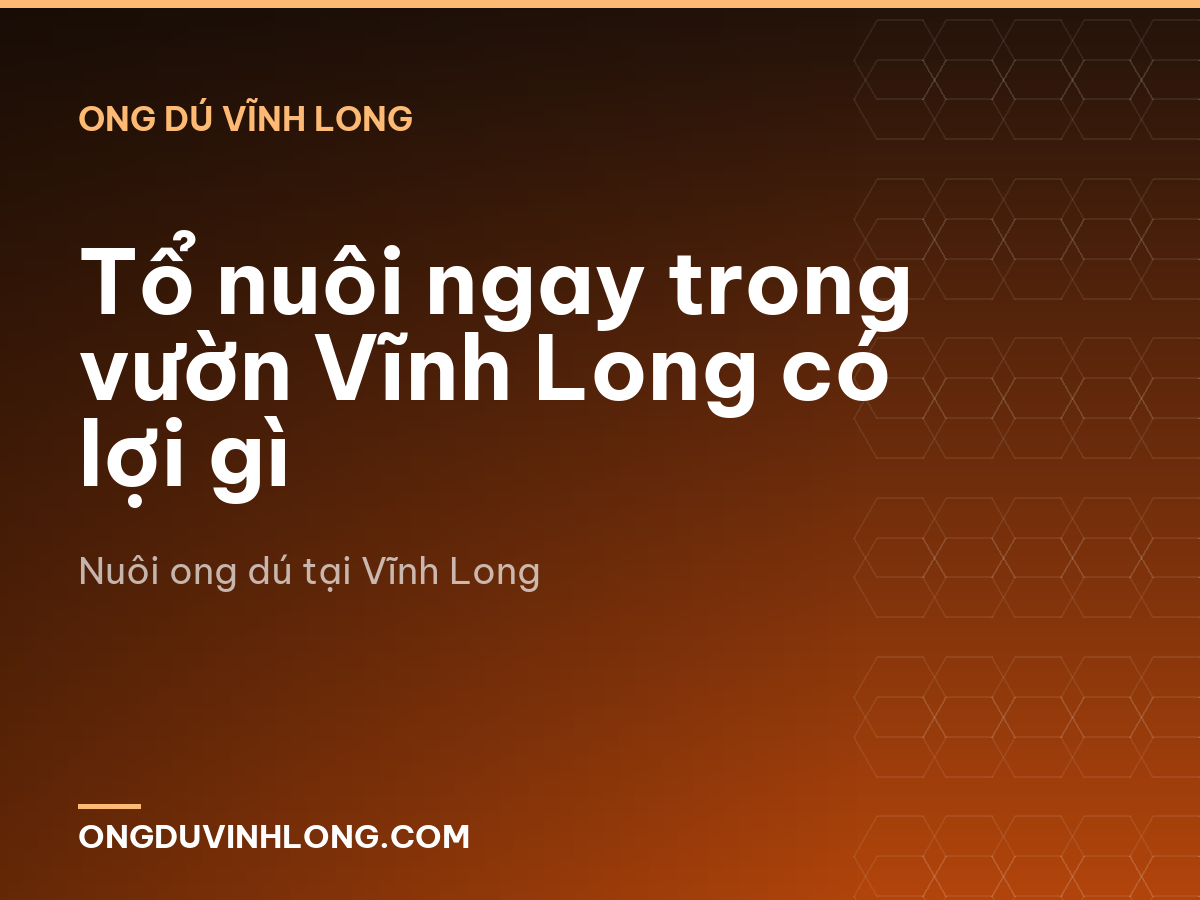 Tổ nuôi ngay trong vườn Vĩnh Long có lợi gì